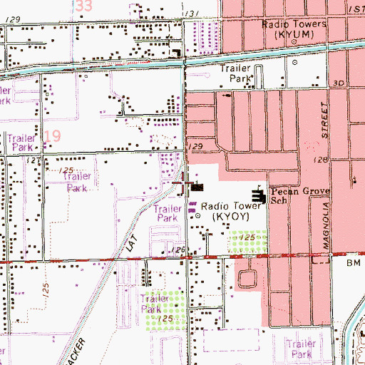Topographic Map of Immaculate Conception Church, AZ