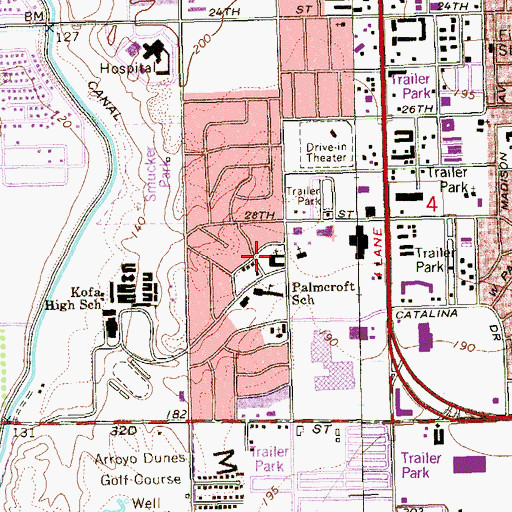 Topographic Map of Morningside Southern Baptist Church, AZ