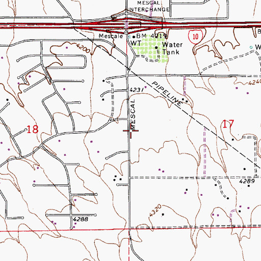 Topographic Map of Peace in the Valley Lutheran Church, AZ