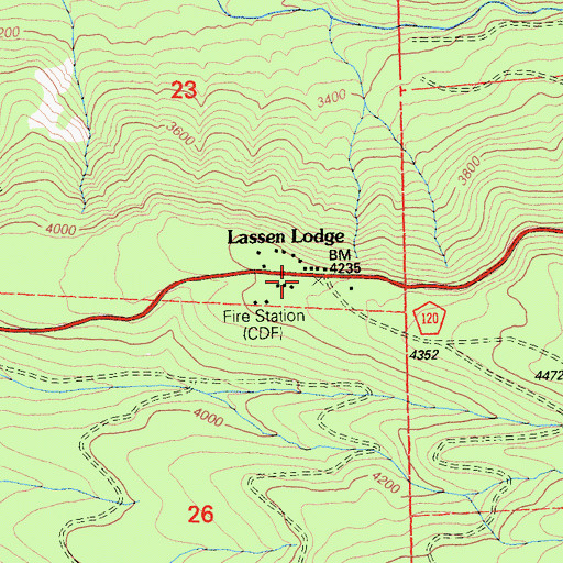 Topographic Map of Lassen Lodge, CA