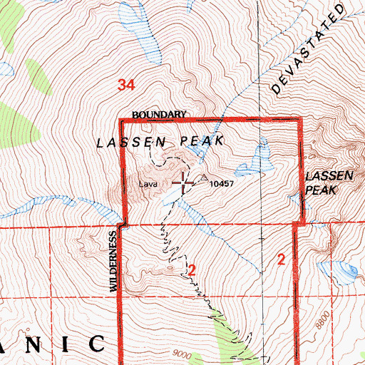 Topographic Map of Lassen Peak, CA