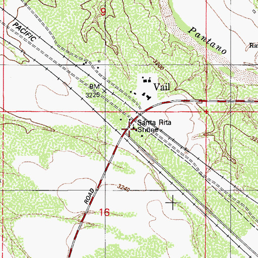 Topographic Map of Saint Rita in the Desert Church, AZ