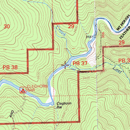 Topographic Map of Last Chance Creek, CA