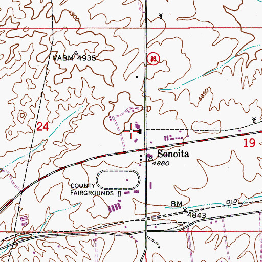 Topographic Map of Sonoita Bible Church, AZ