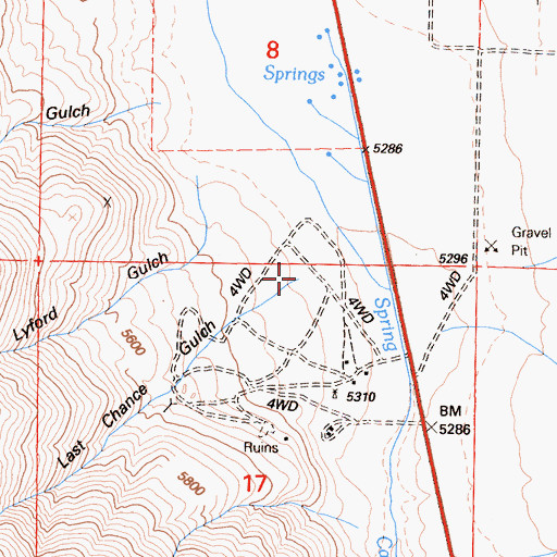 Topographic Map of Last Chance Gulch, CA