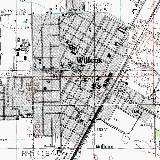 Topographic Map of Willcox United Methodist Church, AZ