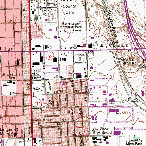 Topographic Map of World Harvest Church of Yuma, AZ