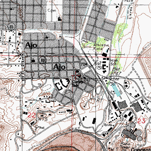 Topographic Map of Ajo Federated Church, AZ