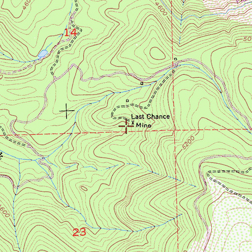 Topographic Map of Last Chance Mine, CA