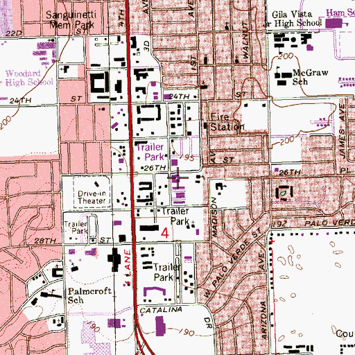 Topographic Map of Calvary Baptist Church, AZ