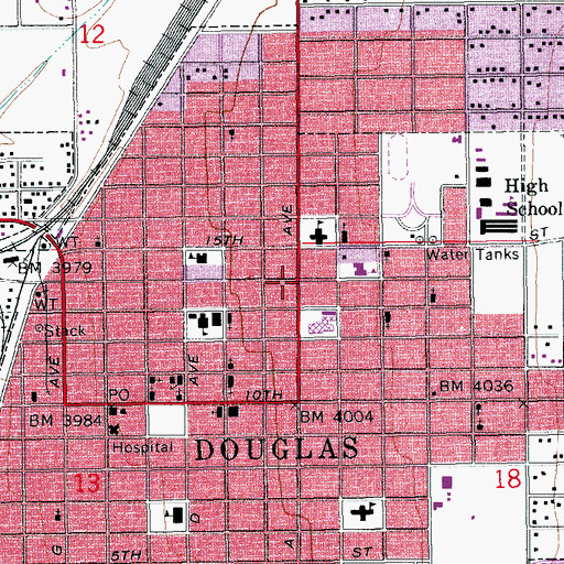Topographic Map of Church of Christ, AZ