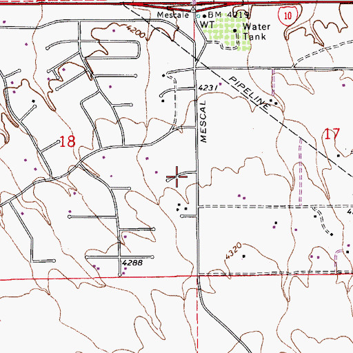 Topographic Map of Church of Christ, AZ