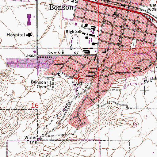 Topographic Map of Church of Christ, AZ