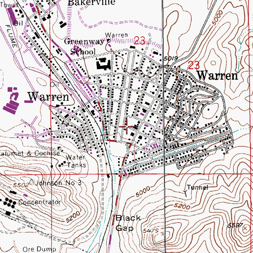 Topographic Map of Community Church of Warren, AZ
