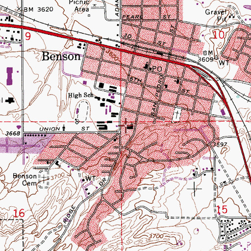 Topographic Map of Community Presbyterian Church, AZ