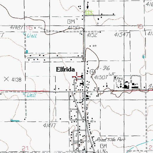 Topographic Map of Elfrida Baptist Church, AZ