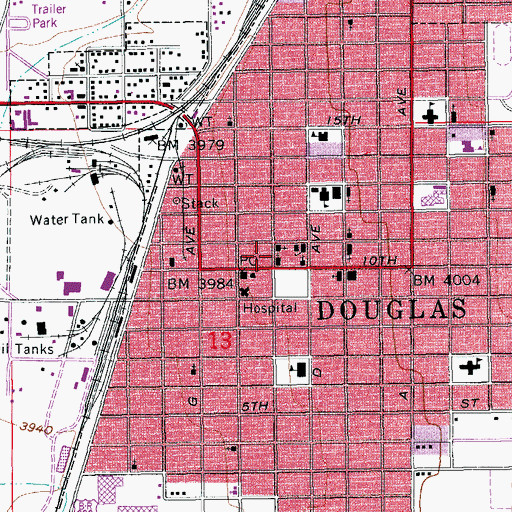 Topographic Map of First Baptist Church, AZ