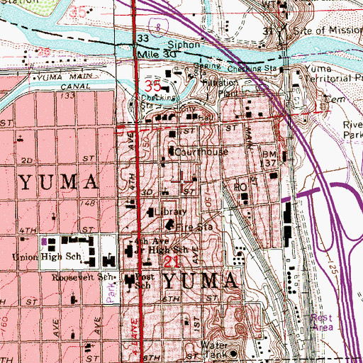 Topographic Map of First Church of Christ Scientist, AZ