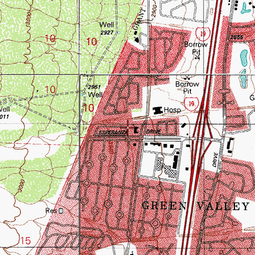 Topographic Map of Green Valley Community Church, AZ