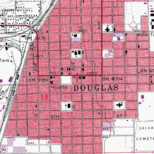 Topographic Map of Immaculate Conception Church, AZ