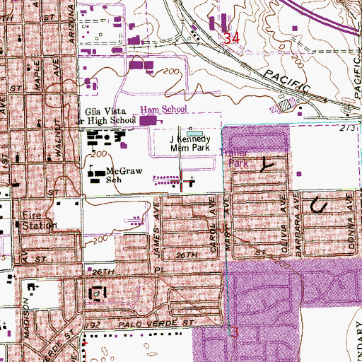 Topographic Map of Immanuel Southern Baptist Church, AZ