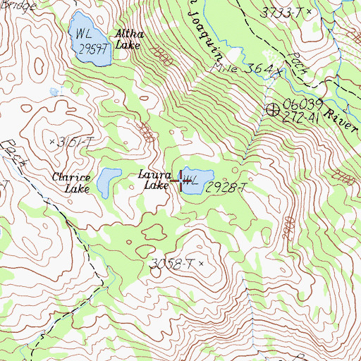 Topographic Map of Laura Lake, CA