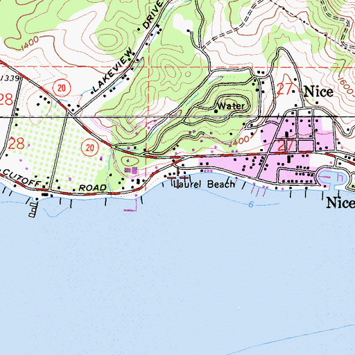 Topographic Map of Laurel Beach, CA