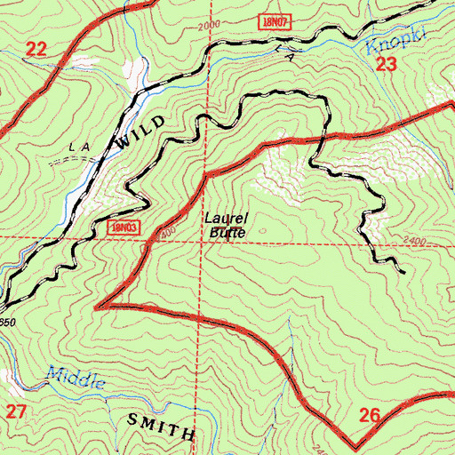 Topographic Map of Laurel Butte, CA
