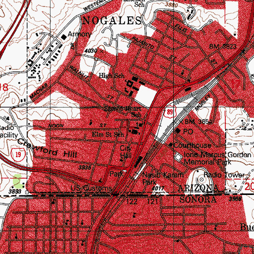 Topographic Map of Sacred Heart Church, AZ