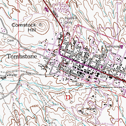Topographic Map of Tombstone Community Church, AZ
