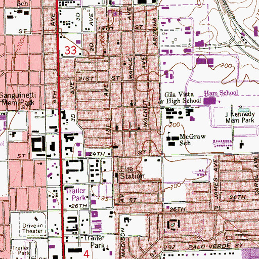 Topographic Map of Yuma Missionary Baptist Church, AZ