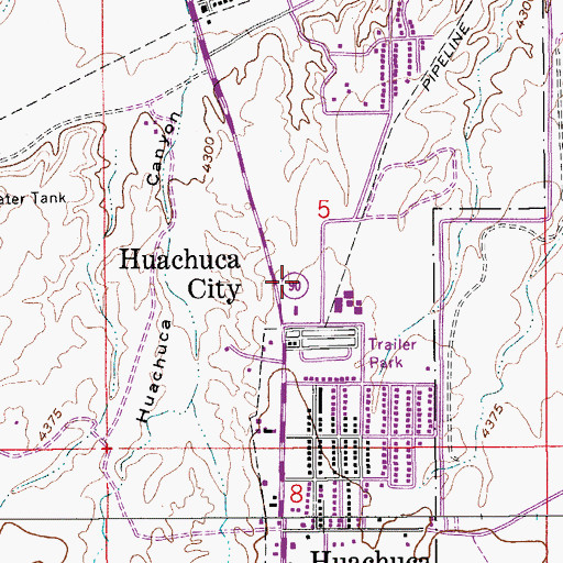 Topographic Map of Huachuca City Public Library, AZ