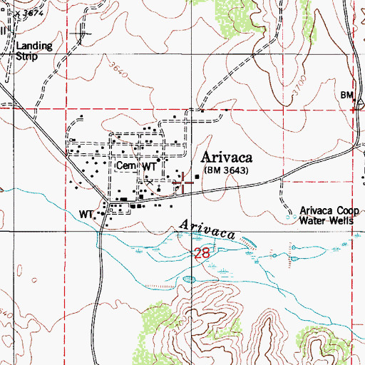 Topographic Map of Pima County Public Library Caviglia Arivaca Branch, AZ