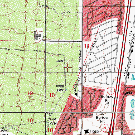 Topographic Map of Pima County Public Library Joyner Green Valley Branch, AZ
