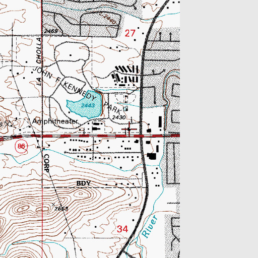 Topographic Map of Pima County Public Library Mission Branch, AZ