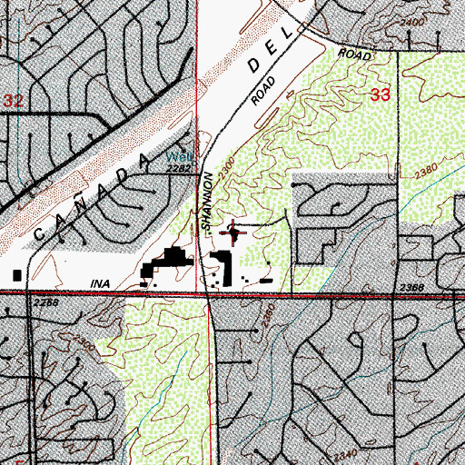 Topographic Map of Pima County Public Library Nanini Branch, AZ