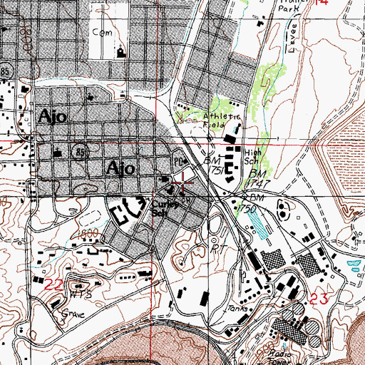 Topographic Map of Pima County Public Library Salazar Ajo Branch, AZ