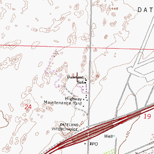 Topographic Map of Dateland Library, AZ