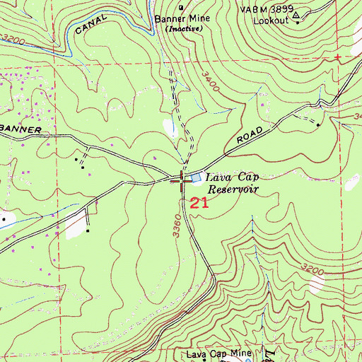 Topographic Map of Lava Cap Reservoir, CA