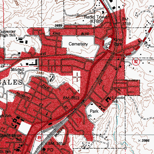 Topographic Map of Nogales City Hall, AZ