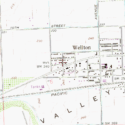 Topographic Map of Wellton Town Hall, AZ