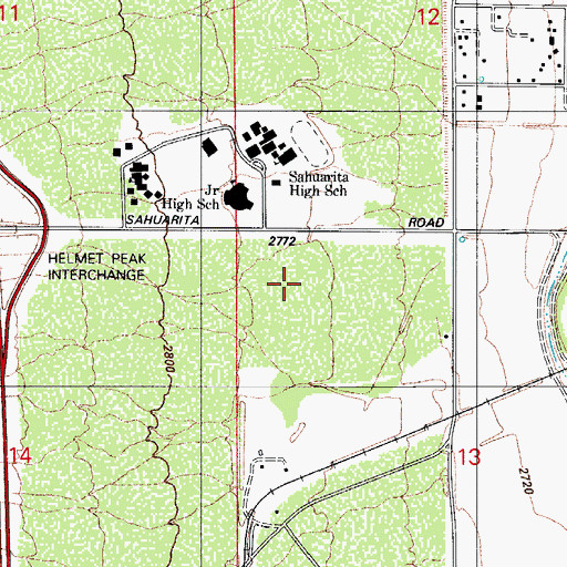Topographic Map of Sahuarita Town Hall, AZ