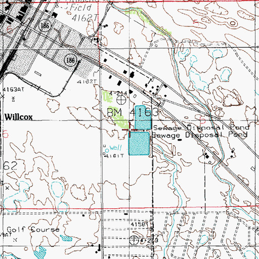 Topographic Map of City of Willcox Wastewater Treatment Facility, AZ