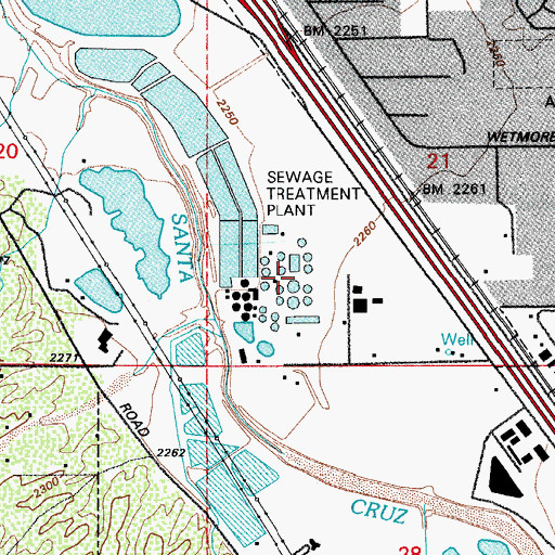 Topographic Map of Pima County Wastewater Management Roger Road Wastewater Treatment Plant, AZ