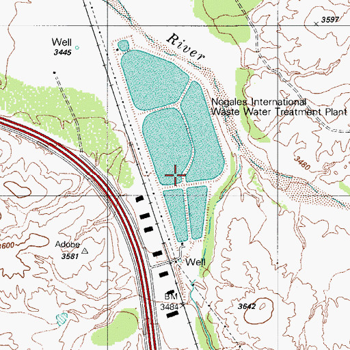 Topographic Map of Nogales International Wastewater Treatment Plant, AZ