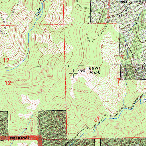 Topographic Map of Lava Peak, CA