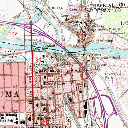 Topographic Map of City of Yuma Jones and Main Water Treatment Plant, AZ