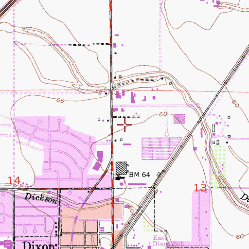 Topographic Map of Dixon Fire Department, CA