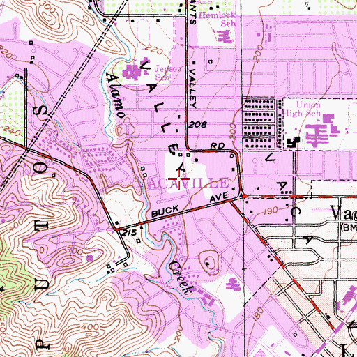 Topographic Map of Vacaville Fire Department Station 71, CA