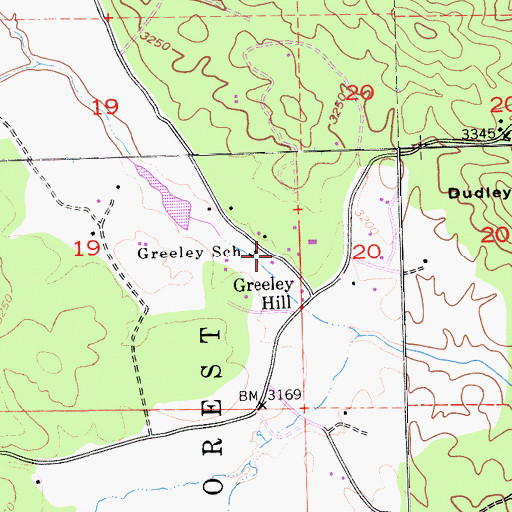 Topographic Map of Mariposa County Fire Department - Greeley Hill Company 31, CA